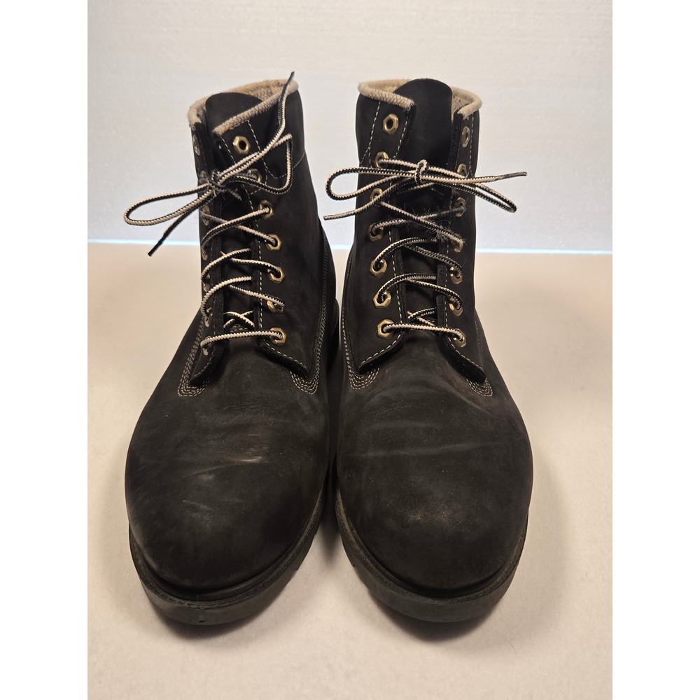 Timberland 6-Inch Premium Boots Size 12 Men Black Waterproof Nubuck Lug Sole - Picture 6 of 12
